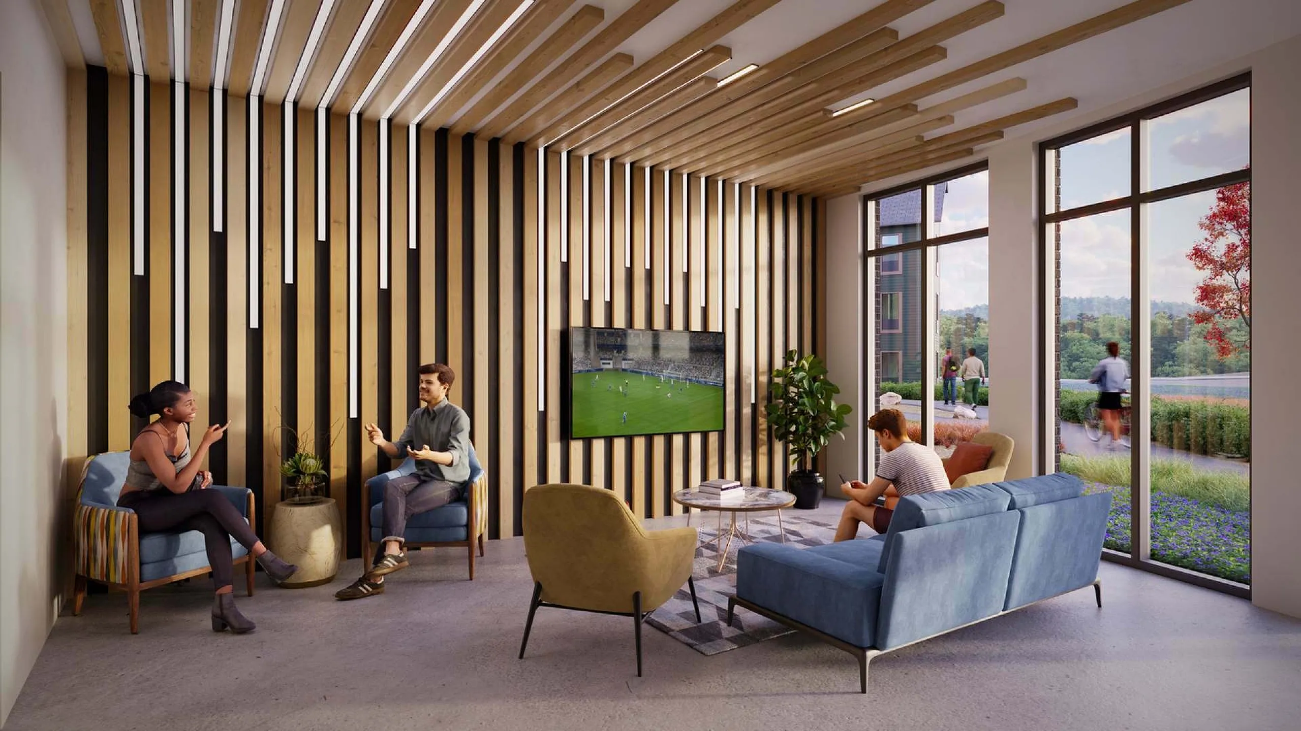 Modern lounge with stylish furniture.